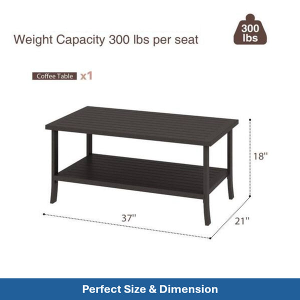 English Elm 3-piece Outdoor Steel Patio Conversation Set with Thick Cushions and Coffee Table Gray B082S00129