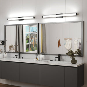 English Elm Black Modern 41" LED Vanity Light Bar Matte Black Wall-Mount Bathroom Fixture Cool White 6000K Energy-Efficient W2312P374952