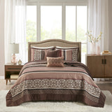 Madison Park Princeton Traditional 5 Piece Reversible Jacquard Bedspread Set MP13-4341 Red