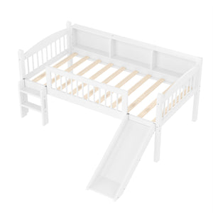 English Elm Twin Xl Solid Pine Loft Bed with Built-in Led Lighting and Storage Shelves Light White W1580S00364