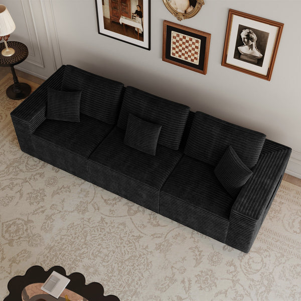 English Elm 106.30*35.43"modular Sectional Sofa 3 Piece Plush Corduroy Low Profile Couch for Living Room W3819S00135