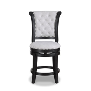 English Elm 2Pc Swivel Pub Stools - Elegant Counter Height Chairs With Upholstered Dove Seat & Nailhead Trim B011P262311