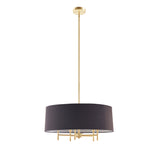 Hampton Hill Presidio Transitional 5-Light Dimmable Chandelier with Drum-shaped Fabric Shade & Adjustable Height FB150-1153 Gold/Black