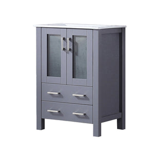 English Elm Dark Grey Bath Vanity 24" W X 18.25" D - Stylish Ceramic Top, Soft-Close Drawers & Space-Saving Design B2731P260411