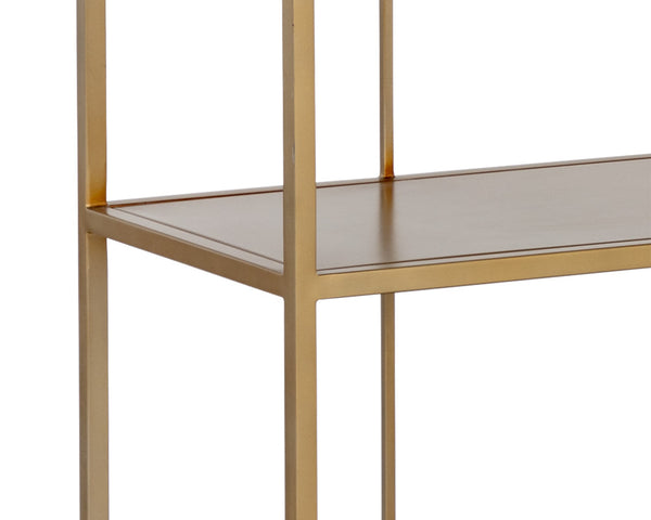 Sunpan Alcove Bookcase - Elegant Arched Design with Four Shelves, Crafted from Durable Steel Frame, Unique Style Gold