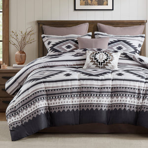 English Elm 8-piece Full Comforter Set Herringbone Weave Bedding with Embroidered Decorative Pillows B035P482957