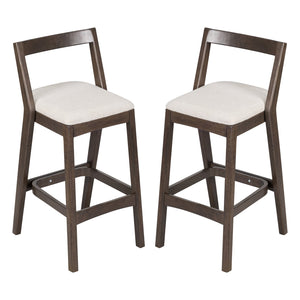 English Elm Christopher Knight Home® - Jasper Ergonomic Rubberwood Barstool Set of 2 with Thick Cushions, Stable Trapezoid Legs, Modern Look Beige,Dark Brown N775P336213D