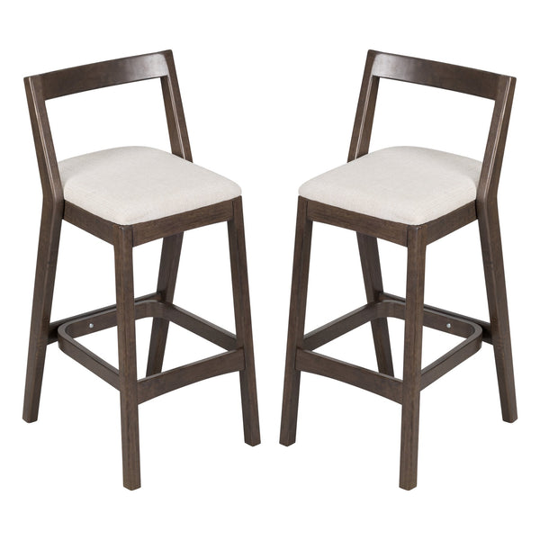 English Elm Christopher Knight Home® - Jasper Ergonomic Rubberwood Barstool Set of 2 with Thick Cushions, Stable Trapezoid Legs, Modern Look Beige,Dark Brown N775P336213D