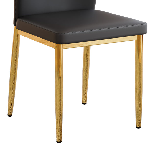 English Elm Set of 6 Pu Leather Dining Chairs with Gold Metal Legs for Glam Modern Rooms W1151P359615