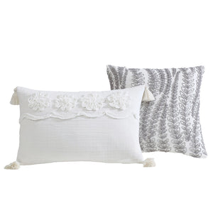 English Elm Tacey 5-Piece Queen Comforter Set – Elegant Gray Cotton With Woven Jacquard For Cozy Bedroom Style B340P341982-GIGA