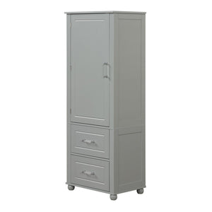 English Elm Tall Bathroom Storage Cabinet - Modern Grey Mdf Stand With Adjustable Shelf & 2 Drawers For Organization N725P241045E-GIGA