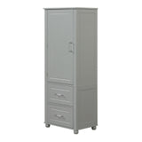 English Elm Tall Bathroom Storage Cabinet, Freestanding Storage Cabinet With Two Drawers and Adjustable Shelf, Mdf Board With Painted Finish, Grey