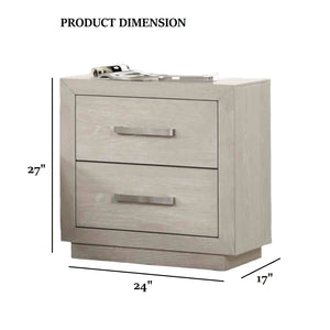 English Elm Transitional Oak Veneer Nightstand with Dovetail Drawers and Light Gray Finish B2741P435888