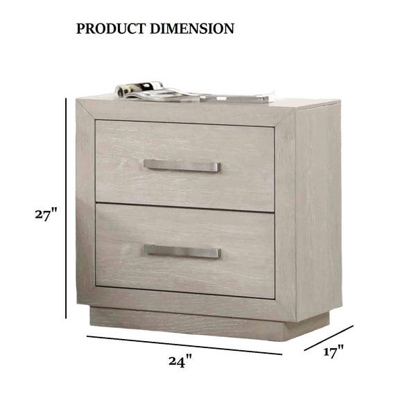 English Elm Transitional Oak Veneer Nightstand with Dovetail Drawers and Light Gray Finish B2741P435888