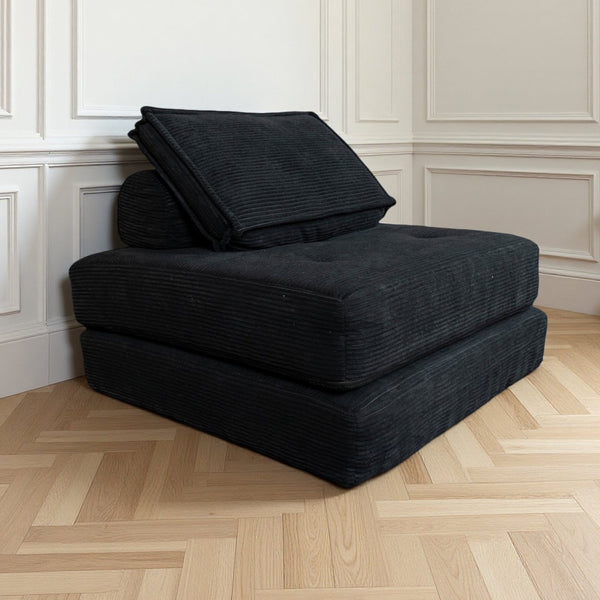 English Elm Folding Corduroy Sofa Bed Chair with Pillow – 4‑in‑1 Foldable Sleeper, Supportive Portable Lounger W3795P358117