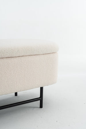 English Elm Bench Indoor Upholstered Storage Bench For Living Room, Bedroom & Entryway - Elegant Beige Design T3903P372077