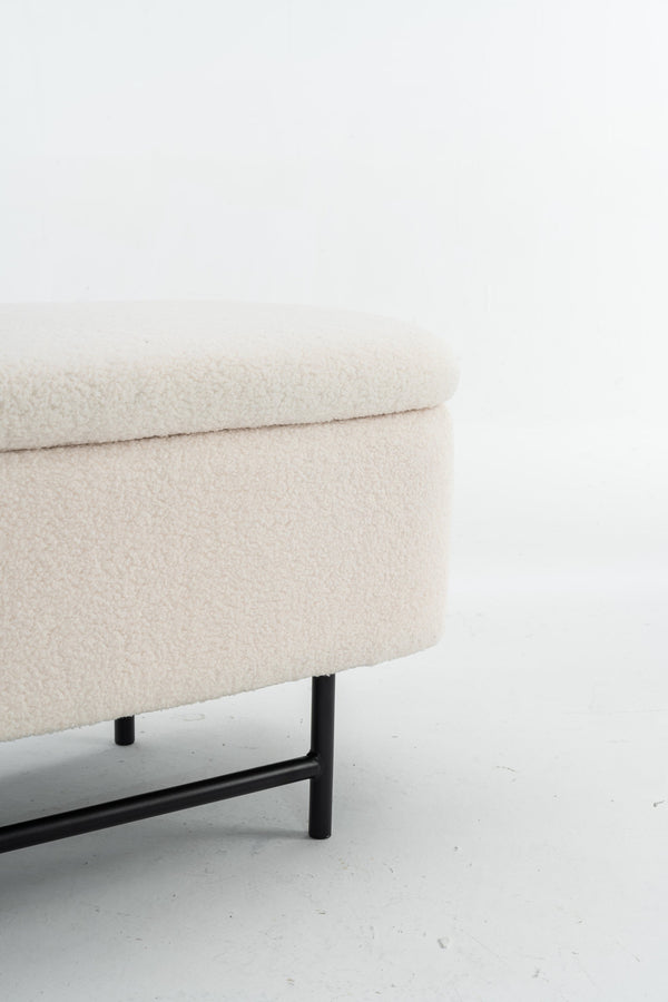 English Elm Bench Indoor Upholstered Storage Bench For Living Room, Bedroom & Entryway - Elegant Beige Design T3903P372077