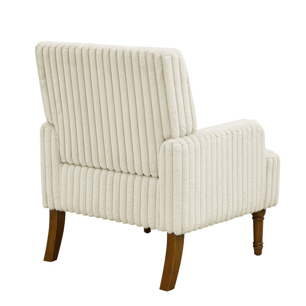 English Elm Modern Wide Wale Corduroy Accent Chair Solid Wood Legs Upholstered Living Room Seat Beige W5568P445690
