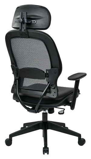 OSP Home Furnishings Professional Air Grid Ergonomic Office Chair with Lumbar Support and Bonded Leather Seat 57906E