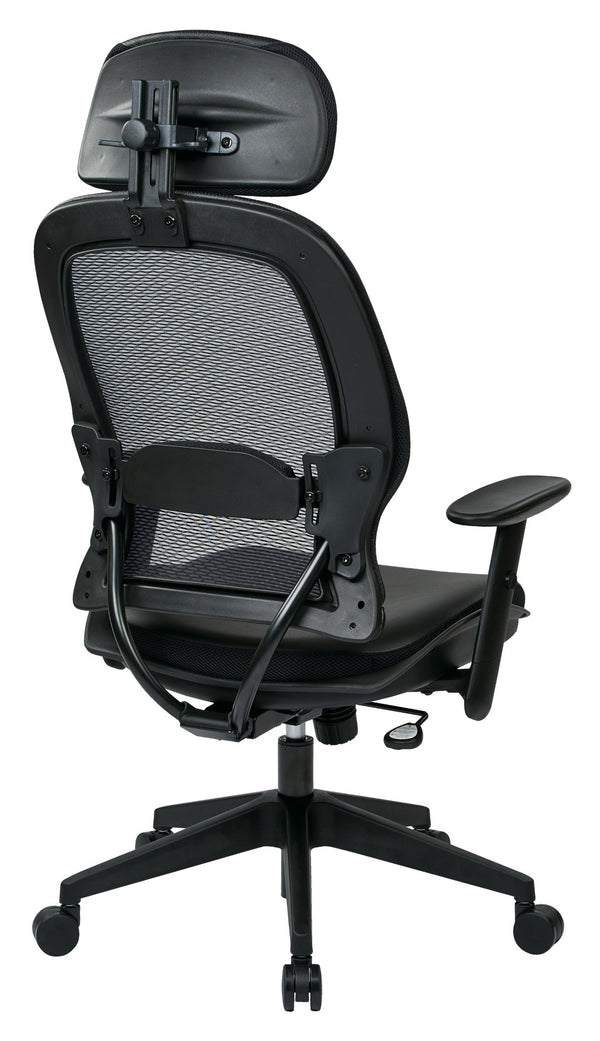 OSP Home Furnishings Professional Air Grid Ergonomic Office Chair with Lumbar Support and Bonded Leather Seat 57906E