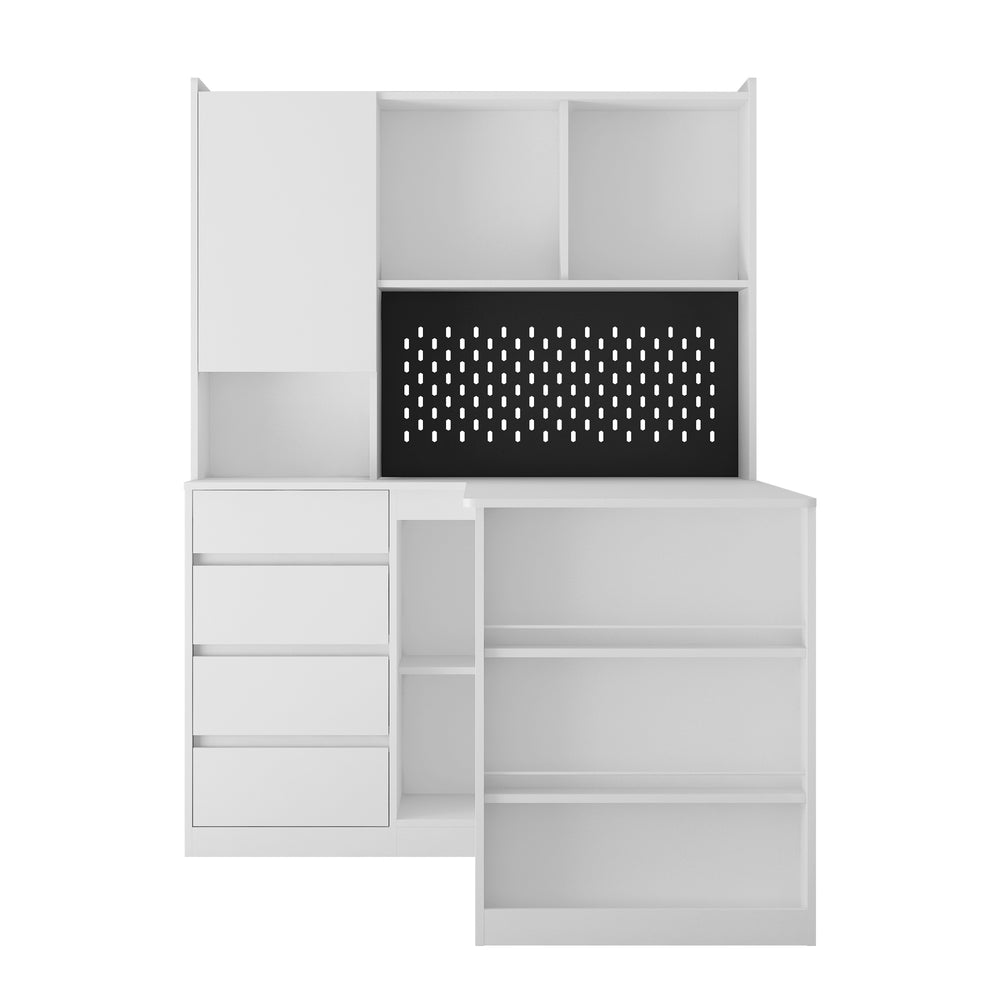 English Elm L Shaped Desk With Integrated Charger & Led Light – Modern Corner Computer & Gaming Workstation With Storage W1321S00016