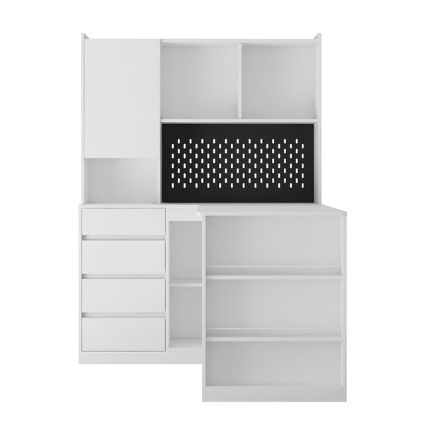 English Elm L Shaped Desk With Integrated Charger & Led Light – Modern Corner Computer & Gaming Workstation With Storage W1321S00016