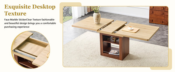 English Elm Scalable Eight Piece Extendable Dining Set with Wood Grain Table and Linen Chairs W1151S04677