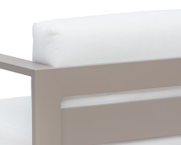 Sunpan TAVIRA Armchair - Modern Greige Aluminum Frame with Stinson White Fabric for Outdoor Comfort & Style 110478V