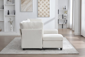 English Elm UNITED Modular 6-Seat Sectional Sofa with Removable Ottoman, Storage Compartments, Convertible Comfort Beige W1568S00242