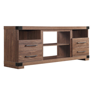 English Elm Richmond 60" TV Stand with Steel Corner Plates, Full-Extension Drawers & Cable Management in Textured Finish Brown B365P398321