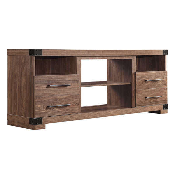 English Elm Richmond 60" TV Stand with Steel Corner Plates, Full-Extension Drawers & Cable Management in Textured Finish Brown B365P398321