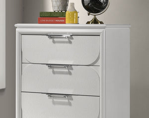 English Elm Contemporary Glam Acrylic-Handled 6-Drawer Dresser with Embossed Panels, Felt-Lined Jewelry Drawer White 34 L x 20 W x 44 H B2741P353134