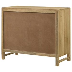 English Elm Henley Natural Mango Wood 2-Door Accent Cabinet with Rustic Cane Doors, Antique Brass Knobs, Storage - Island-Inspired 38"W x 32"H x 16"D B062P350431