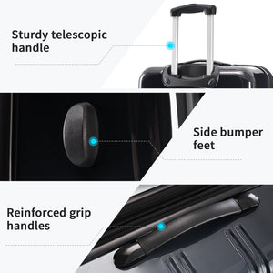 English Elm Hardshell Polycarbonate 3 Piece Luggage Set Spinner Wheels Tsa Lock Expandable Travel Black Multi N732P184448B