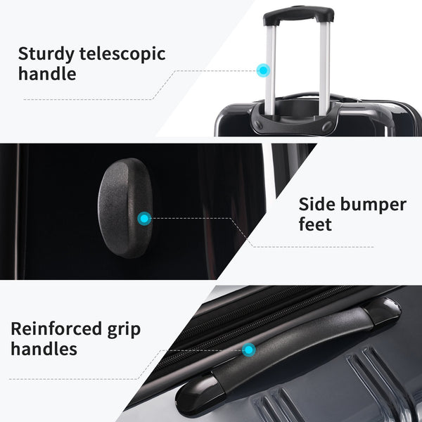 English Elm Hardshell Polycarbonate 3 Piece Luggage Set Spinner Wheels Tsa Lock Expandable Travel Black Multi N732P184448B