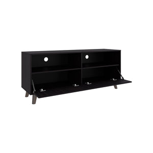 English Elm Coy Modern TV Stand for Living Room in Black - Engineered Wood, Open Shelves, Angled Legs, Sleek Storage (59.45") B092P315565