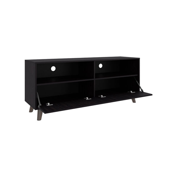 English Elm Coy Modern TV Stand for Living Room in Black - Engineered Wood, Open Shelves, Angled Legs, Sleek Storage (59.45") B092P315565