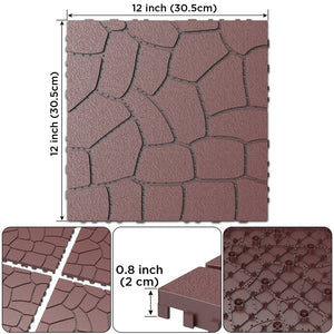 English Elm New Interlocking Polypropylene Patio Floor Tiles 44 Piece Set for Balcony Poolside Use W3022P251868