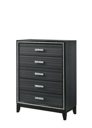 English Elm Haiden Weathered Black Finish Dresser with Six Spacious Drawers, Silver Trim Accent and Durable Craftsmanship Black 49 L x 20 W x 39 H B2726P261899