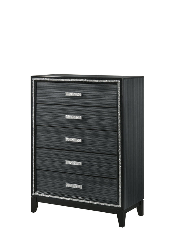 English Elm Haiden Weathered Black Finish Dresser with Six Spacious Drawers, Silver Trim Accent and Durable Craftsmanship Black 49 L x 20 W x 39 H B2726P261899