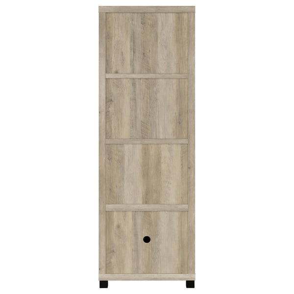 English Elm Vivek Distressed Pine Media Tower with 3 Open Shelves & Lower Cabinet, Rustic Engineered Wood Storage B062P375529