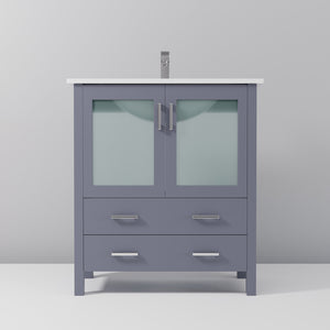 English Elm Dark Grey Bath Vanity Set With White Ceramic Top, Chrome Faucet, Soft-Close Drawers & Ample Storage B2731P260510