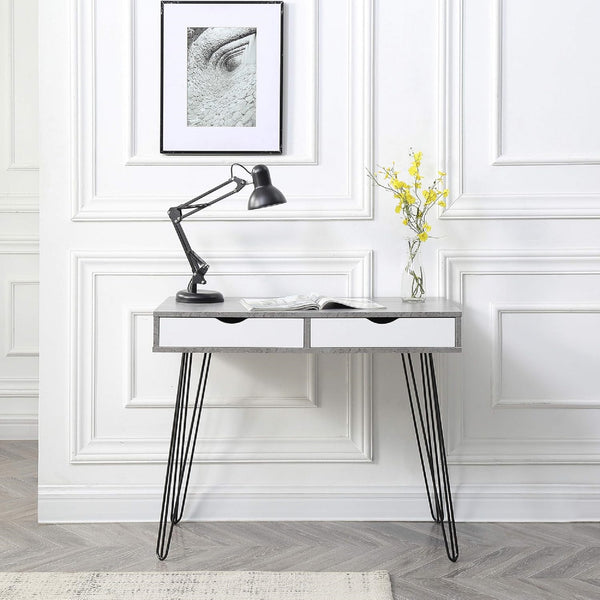 English Elm Modern Laurel Marbled Writing Desk with Drawers for Study Bedroom or Dorm B011P236746
