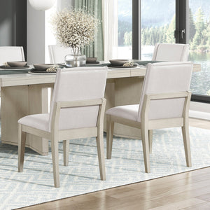English Elm Beautiful Antique White Oak Veneer 9 Piece Formal Dining Set with Extendable Table B011S02263