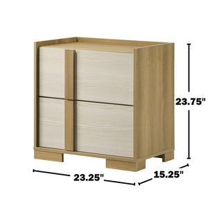 English Elm 2-drawer Italian Modern Nightstand Two-tone Wood Melamine Finish Bedroom Storage B016P453624