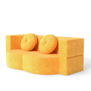 English Elm Folding Foam Futon Sofa Sleeper Twin Size Floor Lounger for Guest or Studio Use Yellow W2353P388490