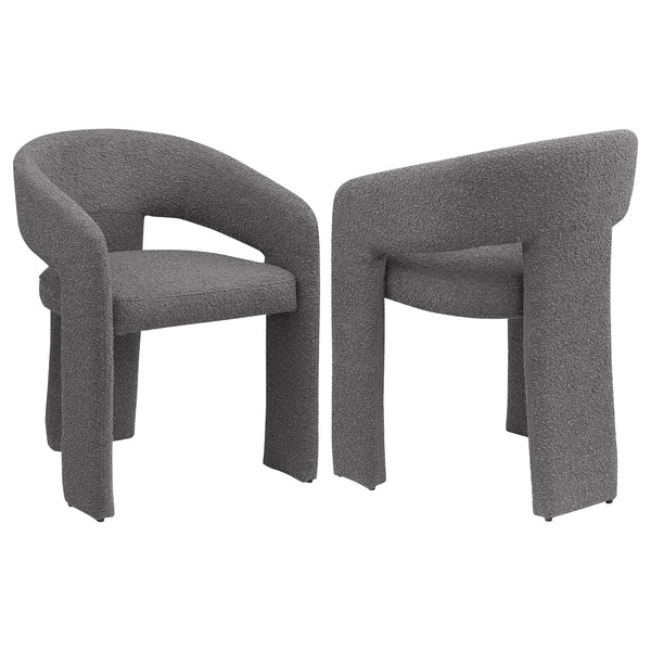 English Elm Cedral Grey Boucle Dining Arm Chair Set of 2 — Modern 3-Legged Upholstered Seats, Rounded Back Comfort, Stylish Contemporary Design B062P299826