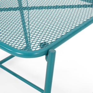 English Elm Christopher Knight Home® - ELBA Modern Mesh Shell Chat Set with Powder-Coated Iron Frame, Retro Minimal Outdoor Seating Teal N775P250740T