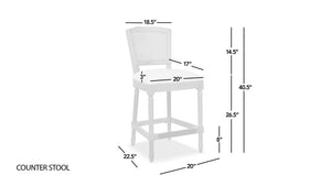 English Elm Jennifer Taylor Home - Triomphe Rattan Wicker High Back Armless Counter Stool — French Country Oak Frame, Upholstered Comfort White B2719P238385