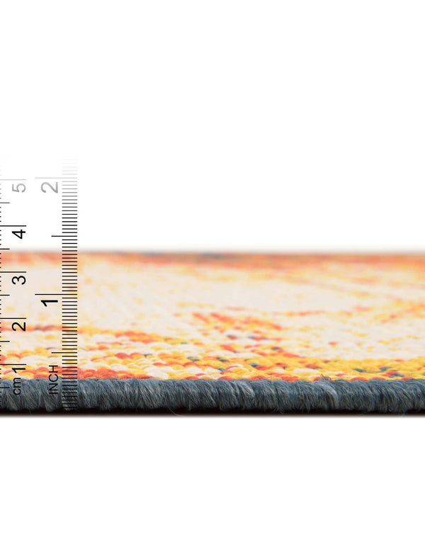 Unique Loom Outdoor Coastal Okyanus Machine Made Abstract Rug Multi, Orange/Yellow/Navy Blue/Ivory 5' 3" x 8' 0"